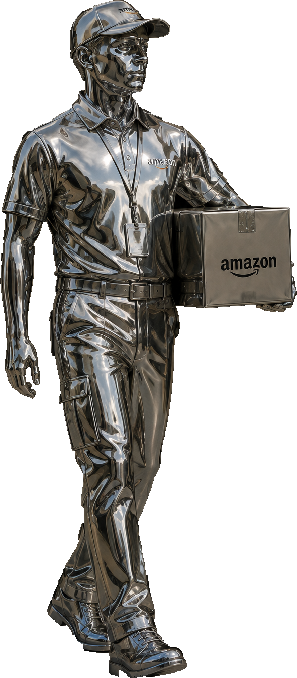 Silver courier sculpture